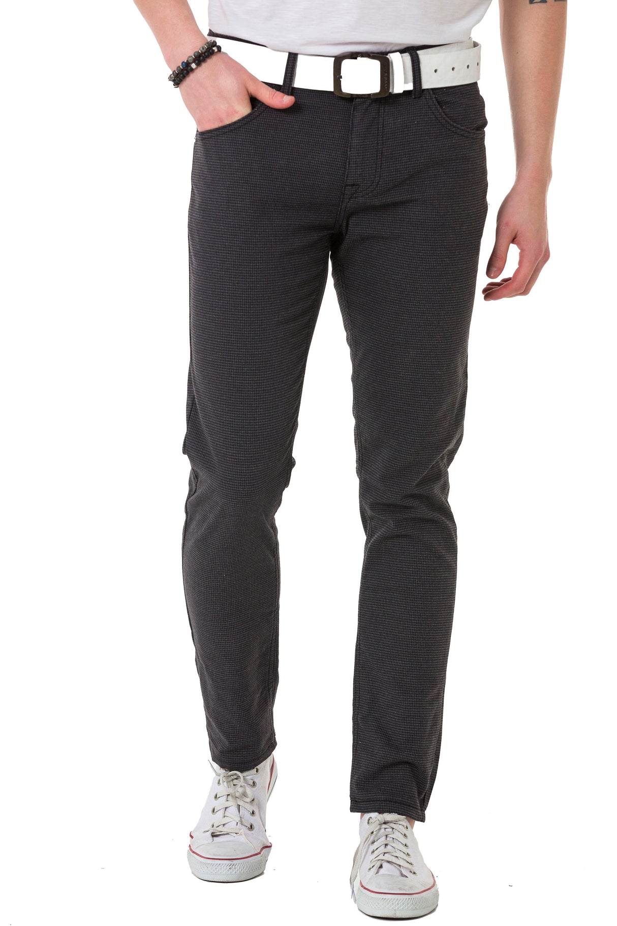 CD724 Heren Basic Broek met een Subtiel Ruitpatroon