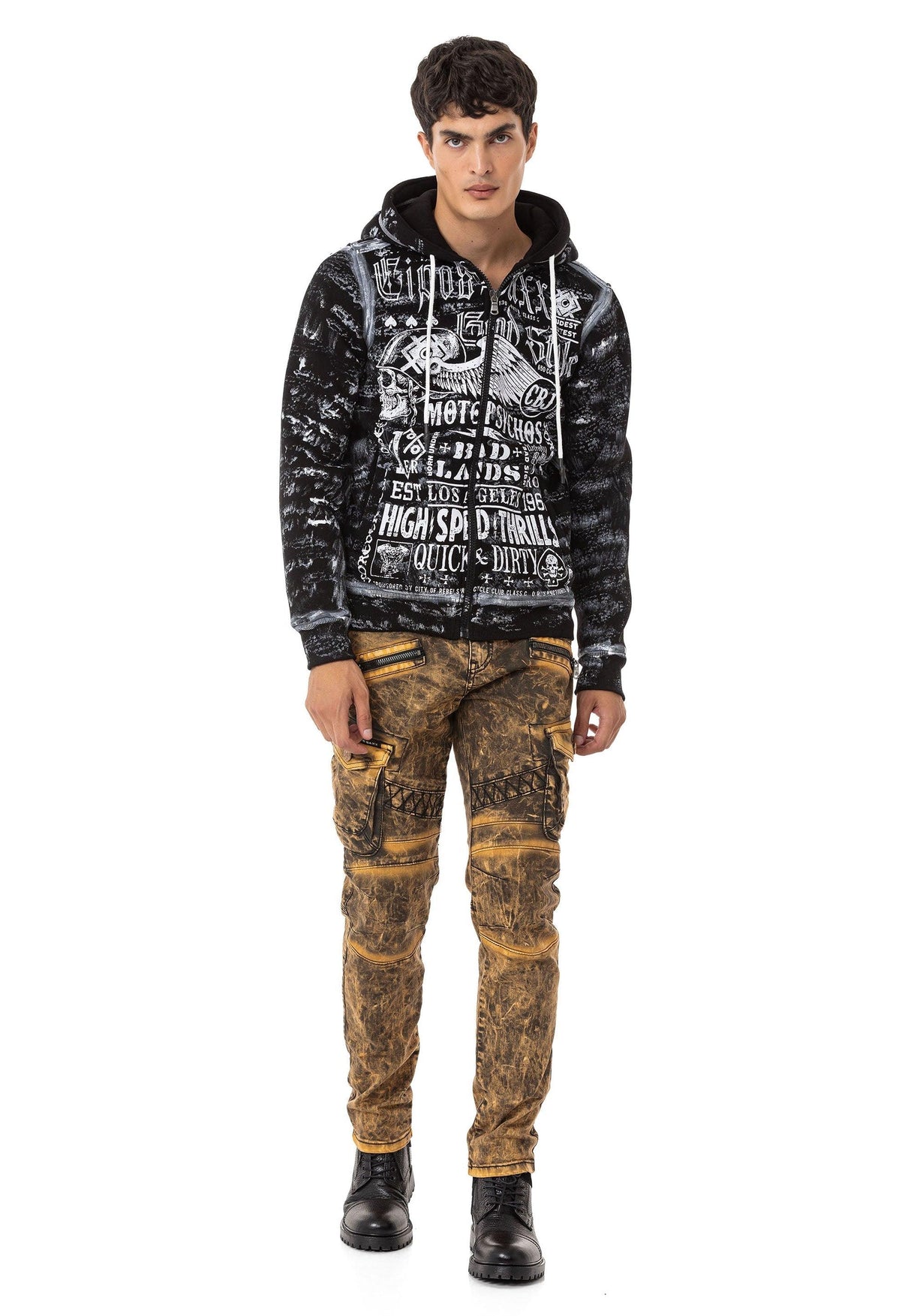 CD780 Herren Straight-Jeans mit trendigen Cargotaschen