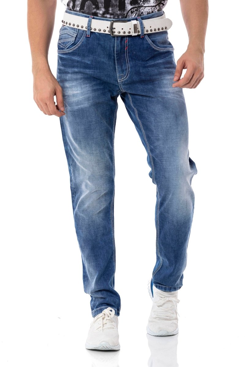 CD796 Herren Slim-Fit-Jeans Hose im Casual Look mit dezenten dicken Nähten