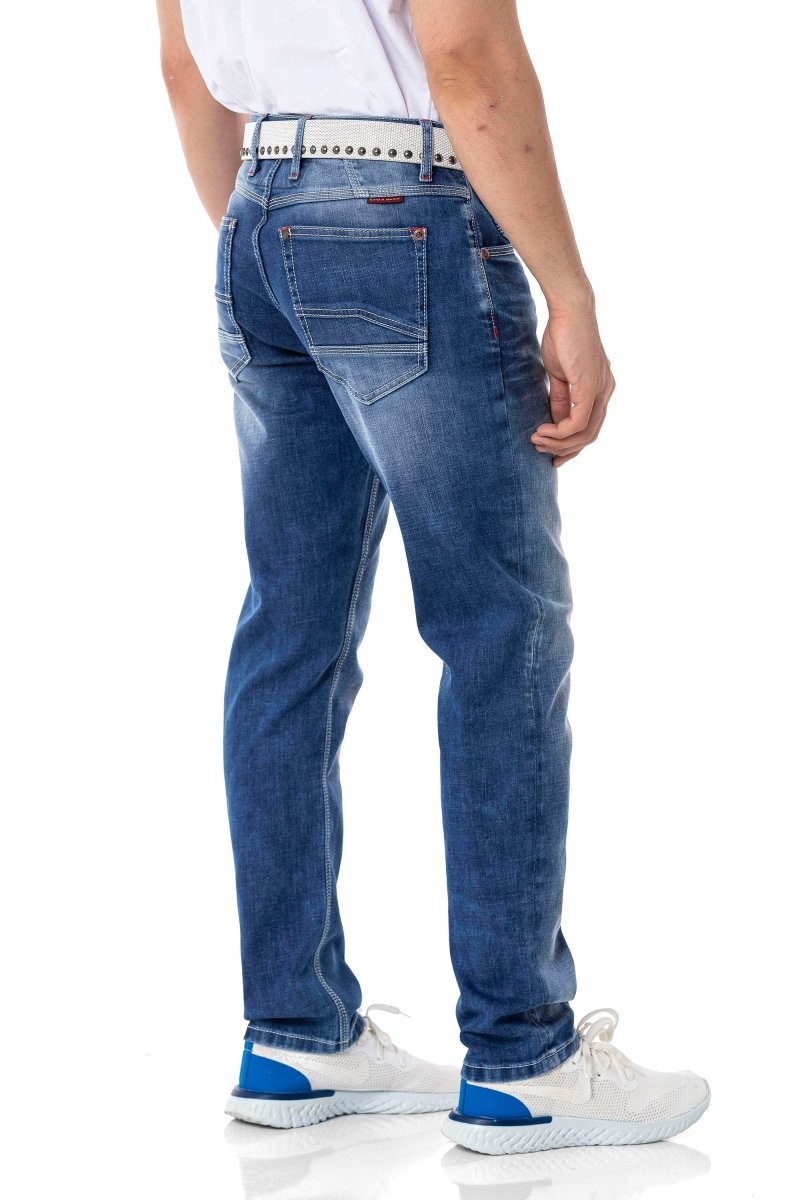 CD796 Herren Slim-Fit-Jeans Hose im Casual Look mit dezenten dicken Nähten