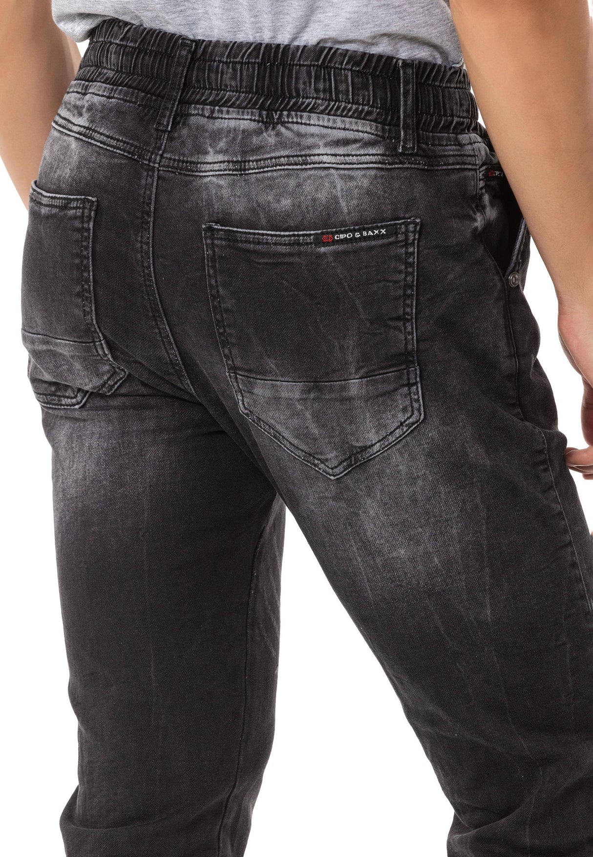 CD807 men's jeans with elastic basic look