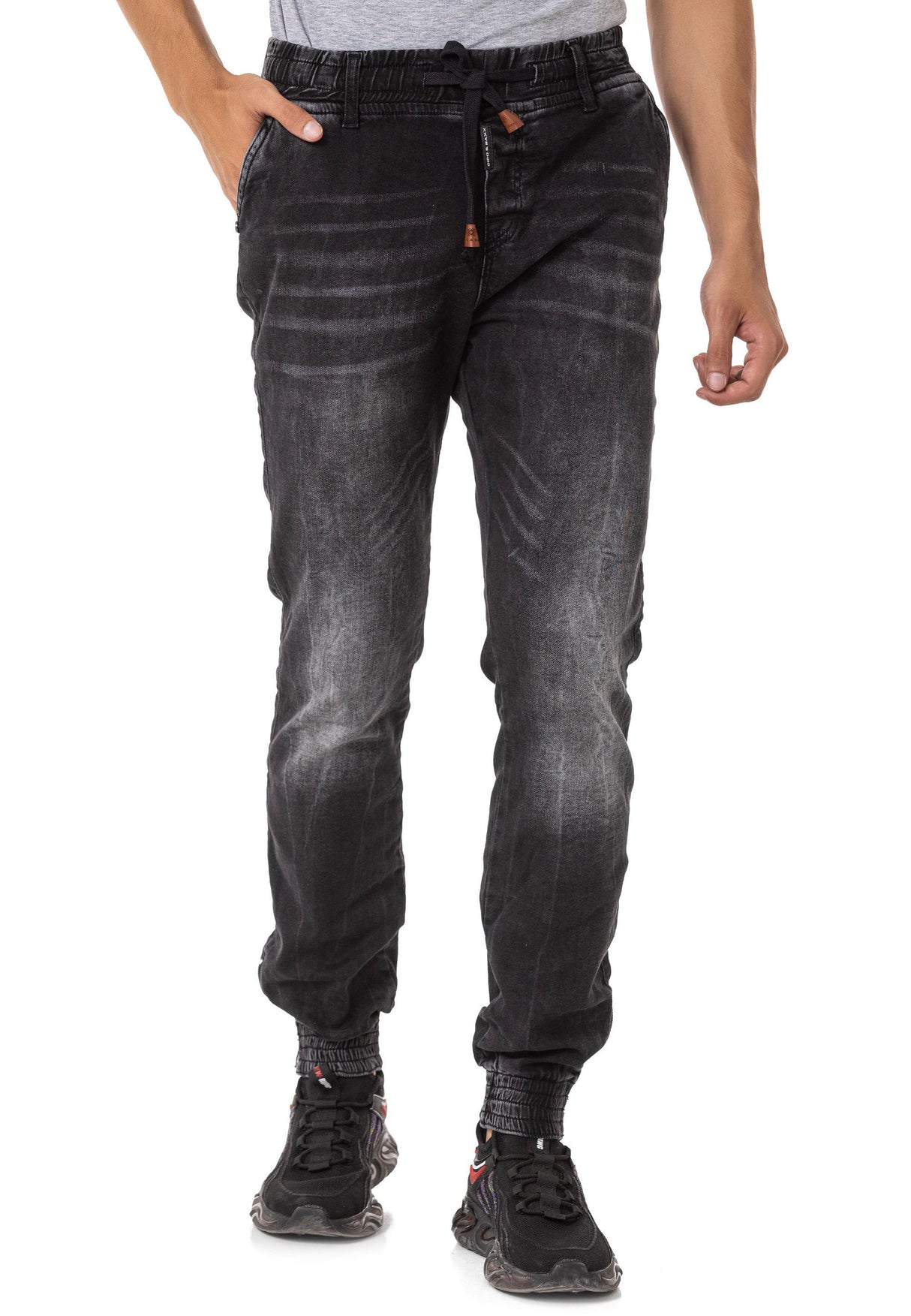 CD807 men's jeans with elastic basic look