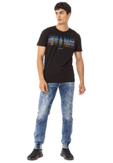 CD807 men's jeans with elastic basic look