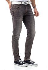 CD811 Straight Heren Jeans met Trendy Siernaden