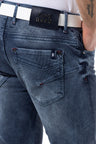 CD811 Jeans rectos de hombres  con costuras decorativas modernas