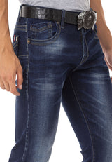 CD811 Straight Heren Jeans met Trendy Siernaden