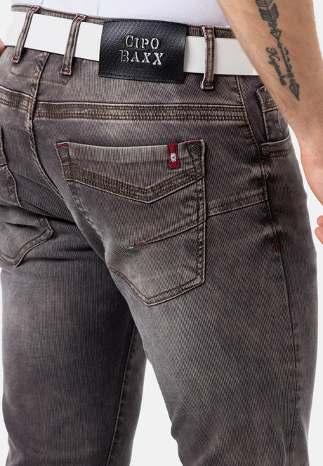 CD811 Jeans rectos de hombres  con costuras decorativas modernas