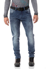 CD811 Herren Straight-Jeans mit trendigen Ziernähten