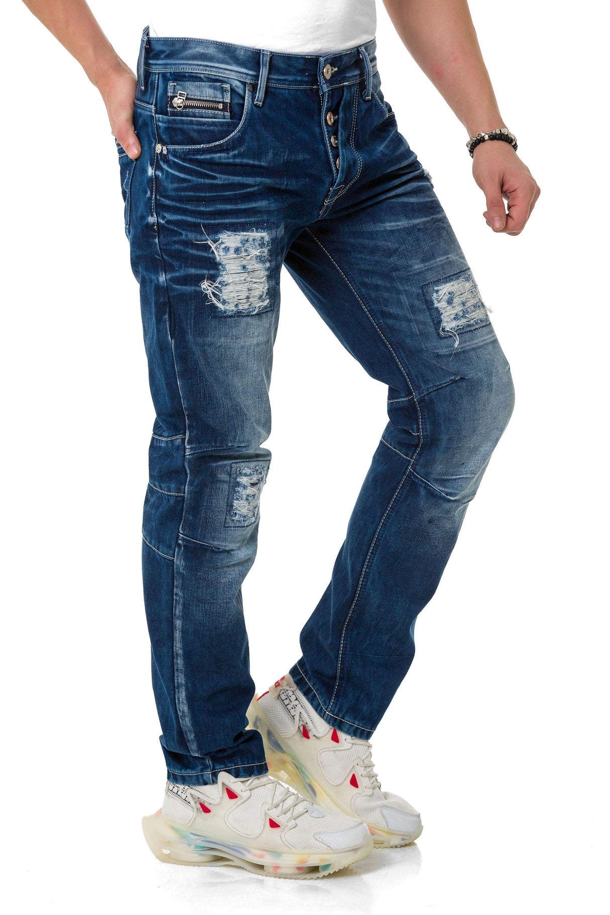 CD838 Jeans pour hommes au look destroyed