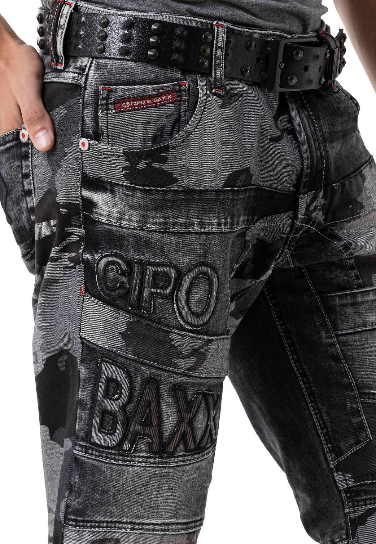 CD859 Jeans Rectos con parches para hombre 