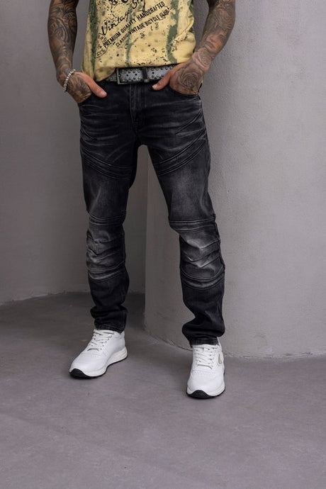 CD876 jeansy męskie z przeszyciami