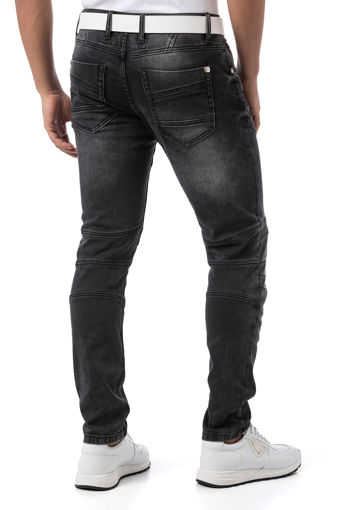 CD876 jeansy męskie z przeszyciami