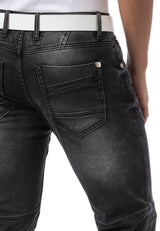 CD876 jeansy męskie z przeszyciami