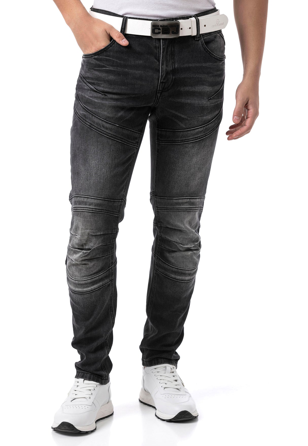 CD876 jeansy męskie z przeszyciami