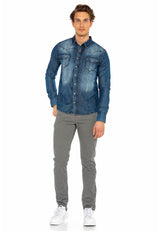 CH165 men's denim shirt with practical push buttons