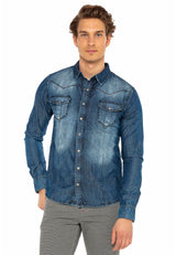 CH165 men's denim shirt with practical push buttons