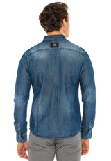 CH165 men's denim shirt with practical push buttons