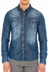 CH165 men's denim shirt with practical push buttons