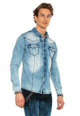 CH165 men's denim shirt with practical push buttons