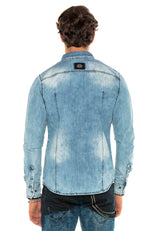 CH165 men's denim shirt with practical push buttons