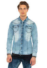 CH165 men's denim shirt with practical push buttons