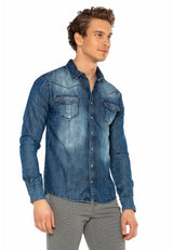 CH165 men's denim shirt with practical push buttons