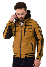 CJ284 Herren Kunstlederjacke Kapuzen im coolem Look