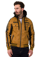 CJ284 Herren Kunstlederjacke Kapuzen im coolem Look