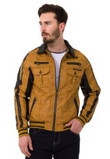 CJ284 Chaqueta de cuero sintética para hombres