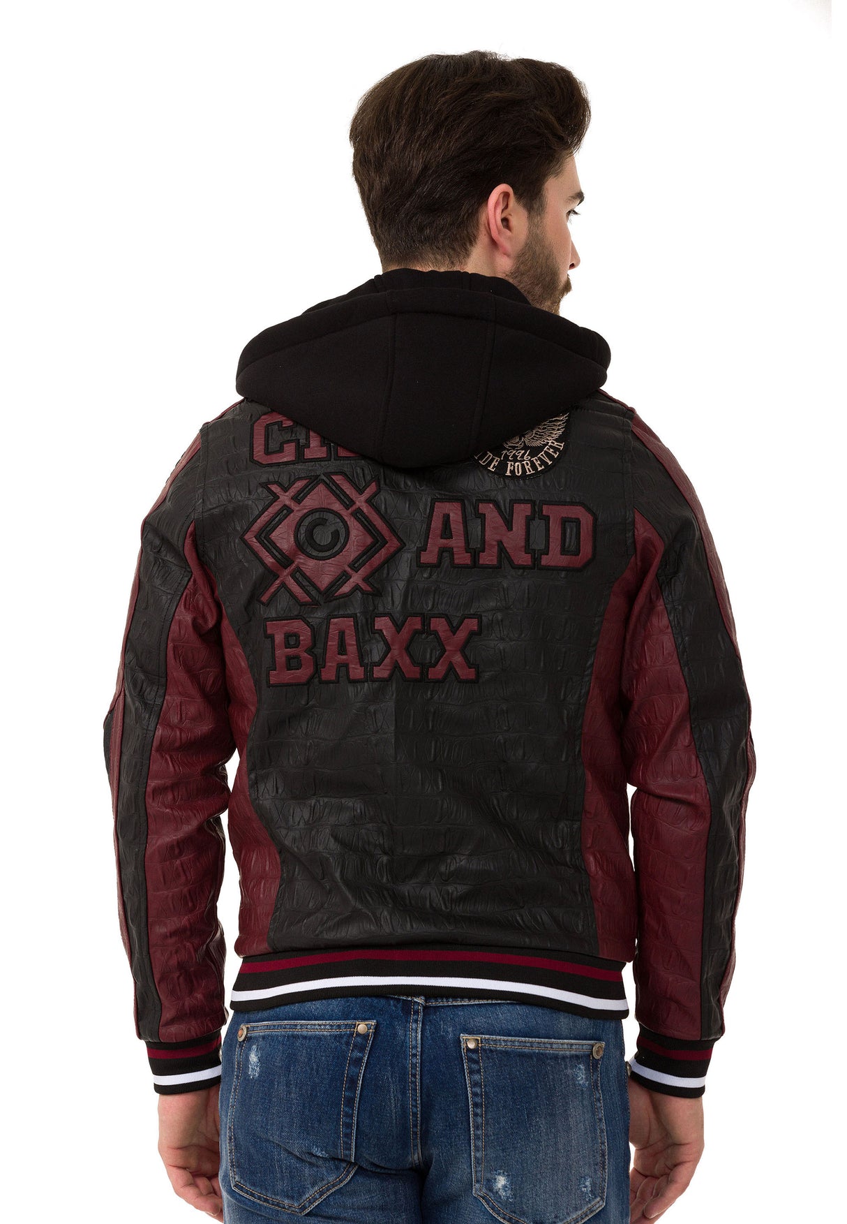 CJ284 Herren Kunstlederjacke Kapuzen im coolem Look