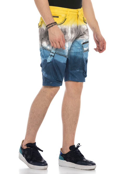 CK211 Herren Capri Jeansshorts markanter Waschung und Nieten