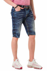 CK251 men Capri shorts with a trendy used wash