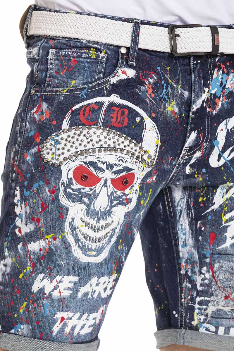 CK255 men Capri shorts with a striking skull motif