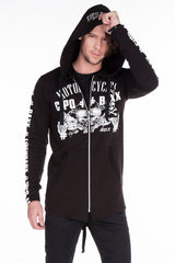 CL239 men's sweat jacket with trendy biker print elements