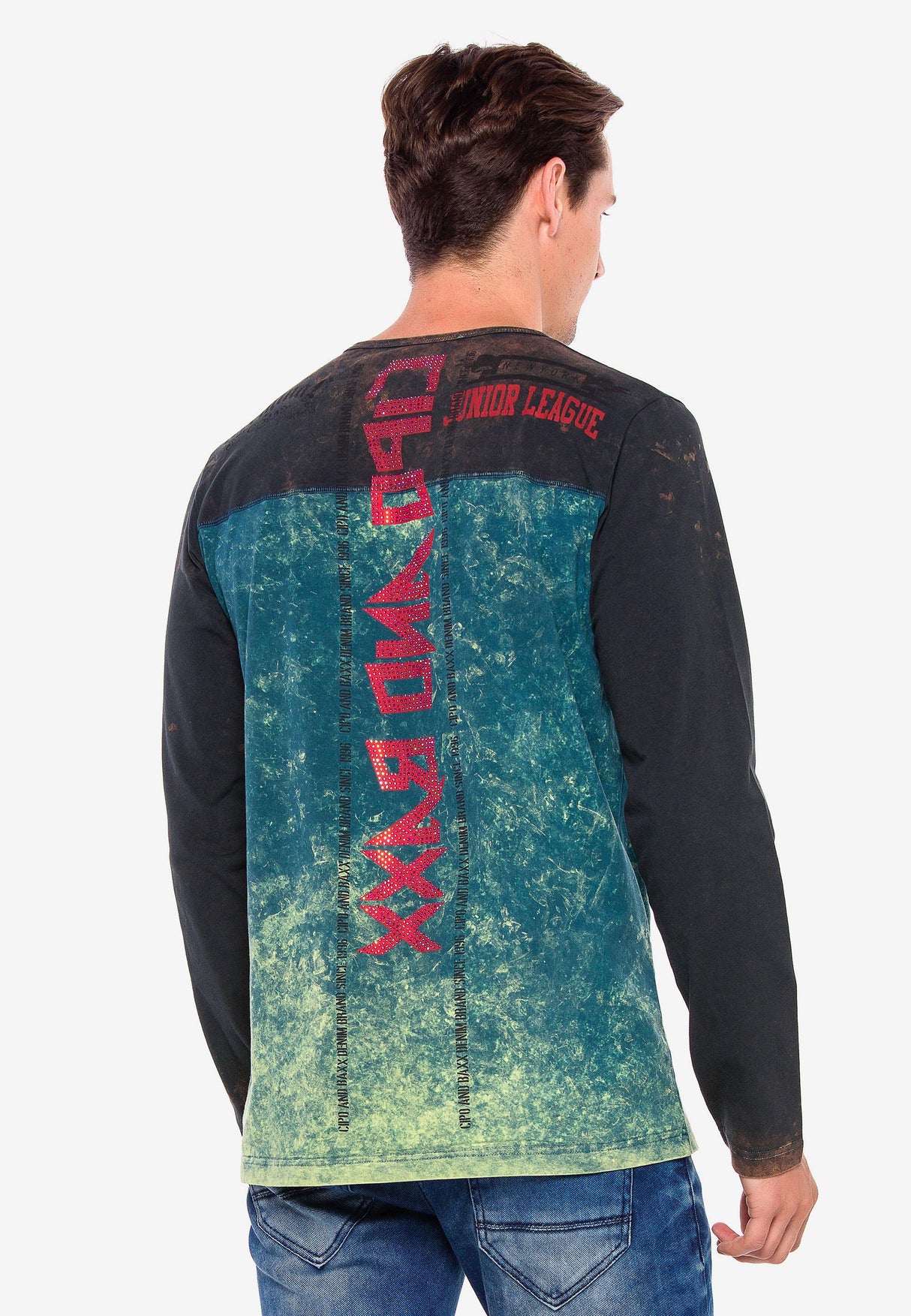 CL351 men's long -sleeved shirt with gemstone print