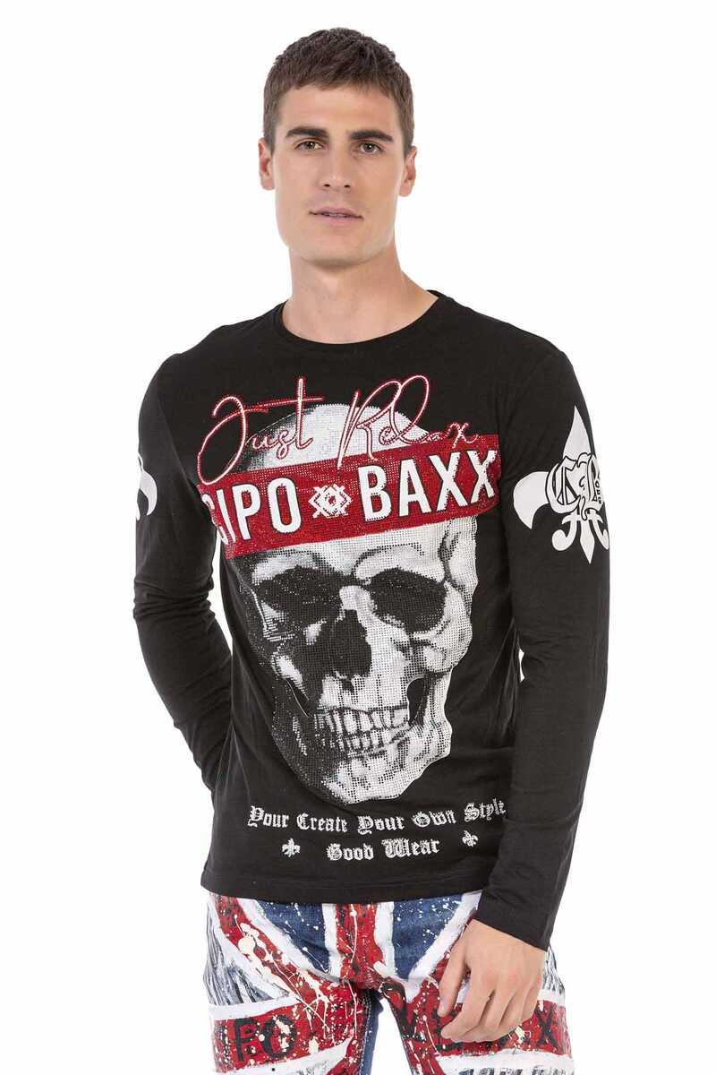 CL454 men's long -sleeved shirt with striking print