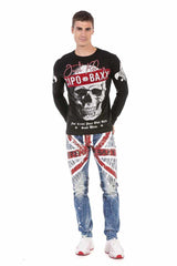 CL454 men's long -sleeved shirt with striking print