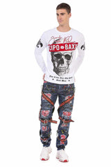 CL454 men's long -sleeved shirt with striking print