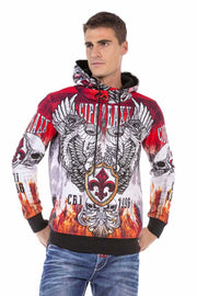 CL469 Herren Kapuzensweatshirt mit coolem Allover-Print