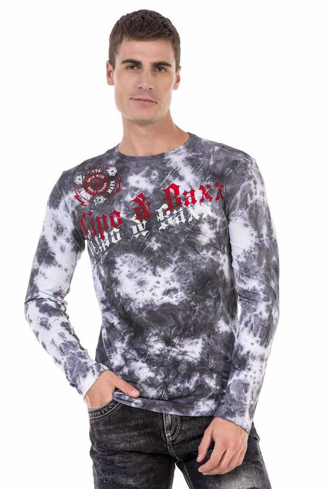 CL489 men's long-sleeved shirt with a large brand front print