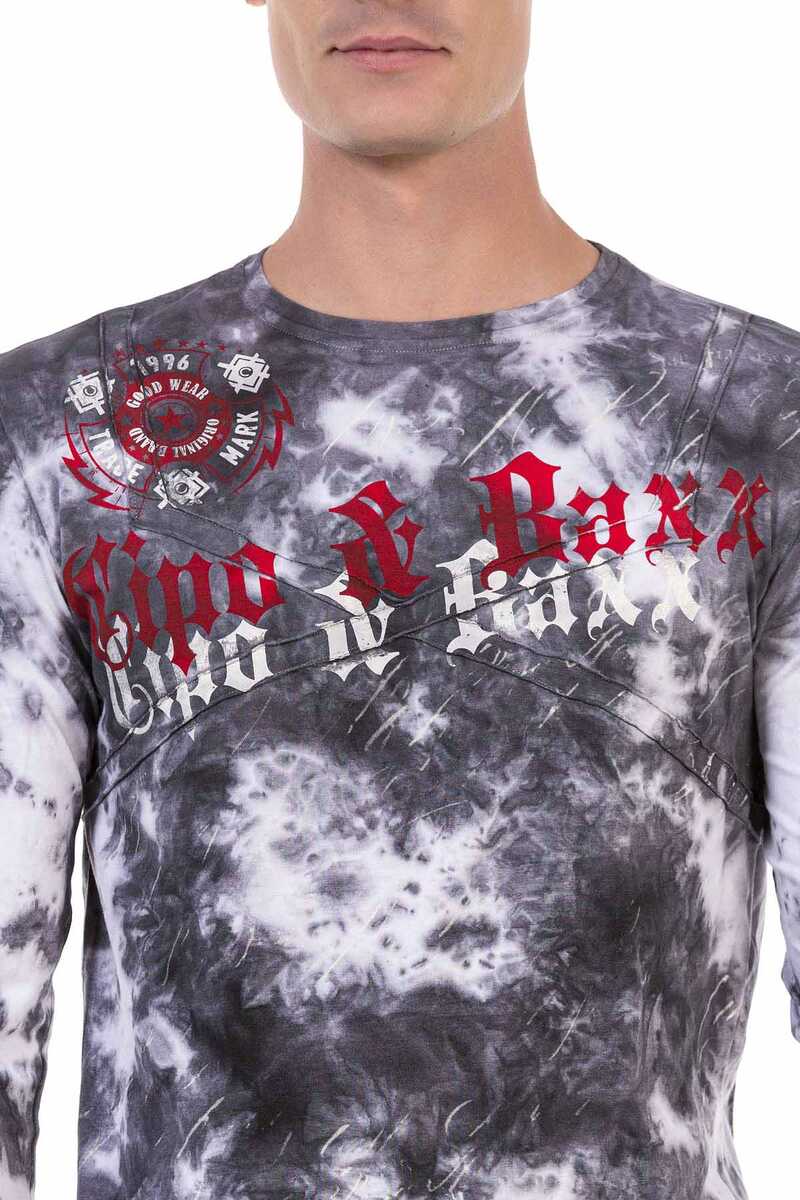 CL489 Herren Langarmshirt mit großem Marken-Frontprint