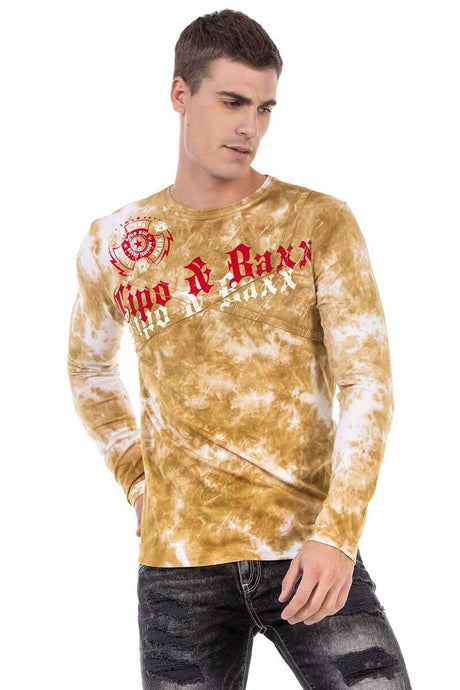 CL489 men's long-sleeved shirt with a large brand front print