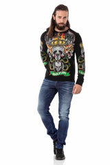 CL514 men's long -sleeved shirt with a big print