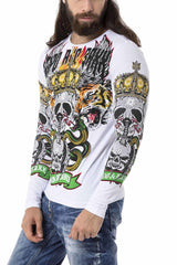 CL514 men's long -sleeved shirt with a big print