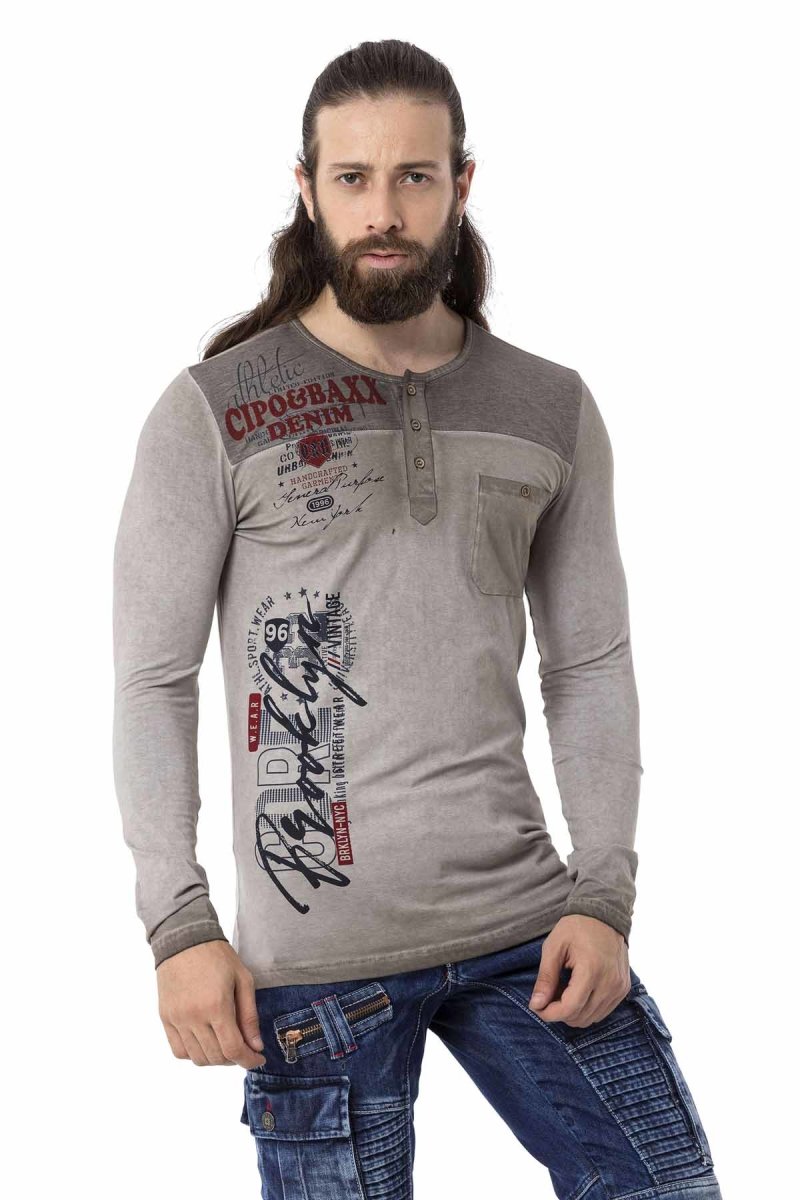 CL527 Herren Langarmshirt mit stylischen Prints