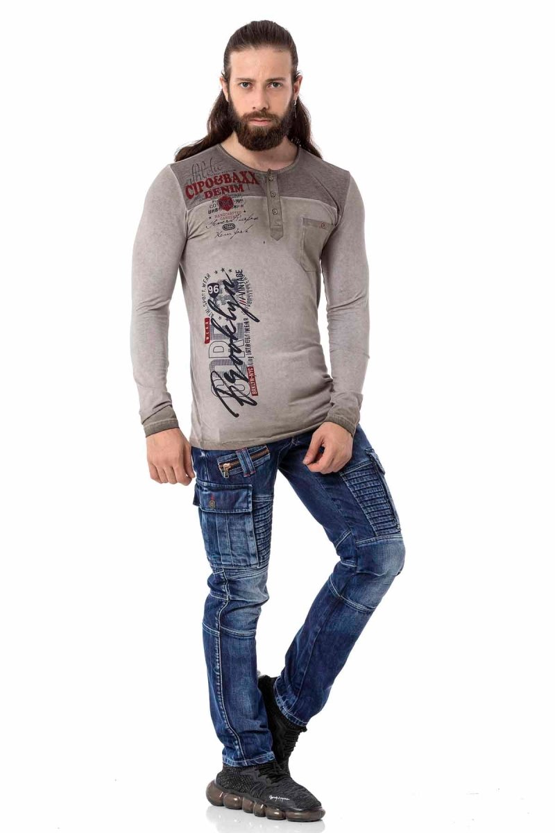 CL527 Herren Langarmshirt mit stylischen Prints