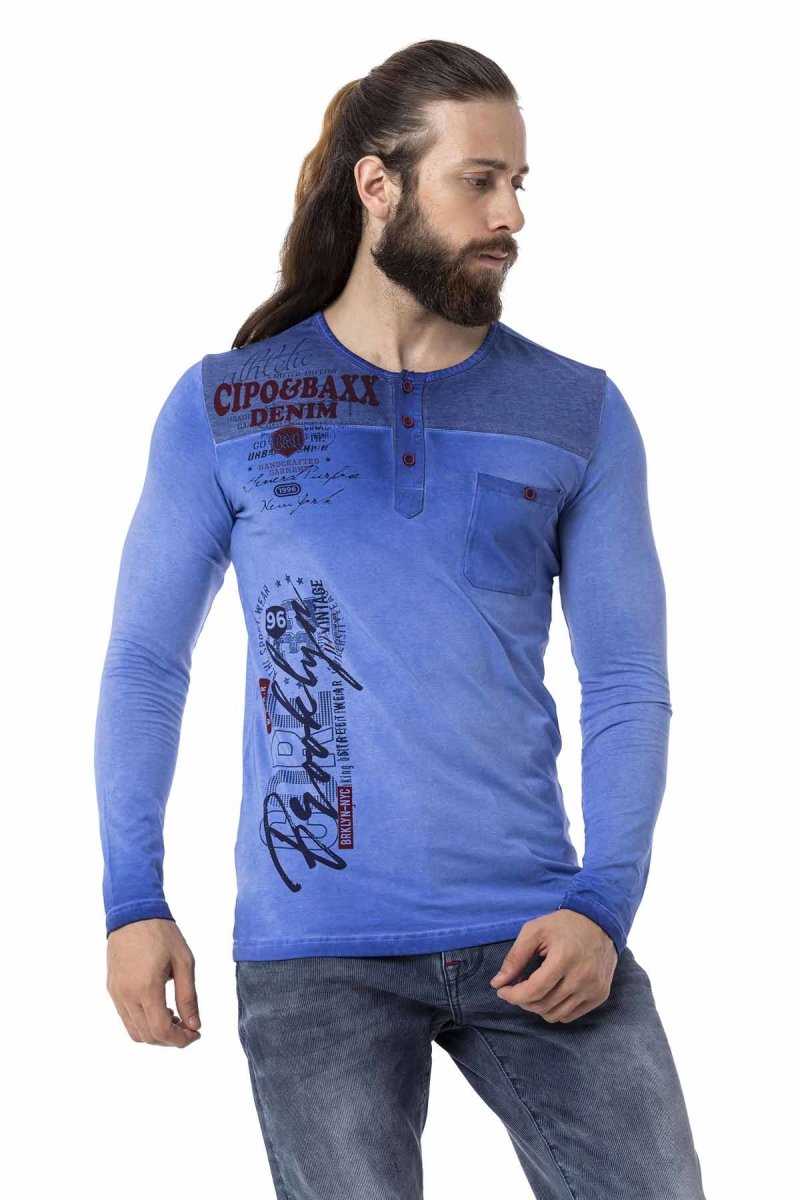 CL527 Herren Langarmshirt mit stylischen Prints