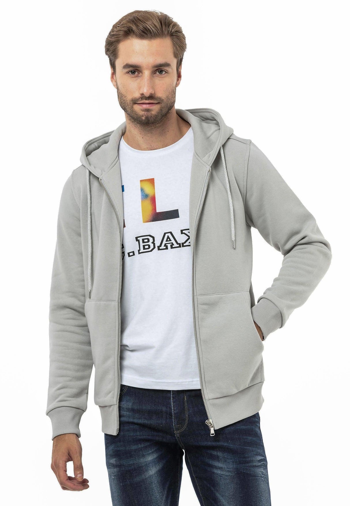 CL556 men's sweat jacket with hood