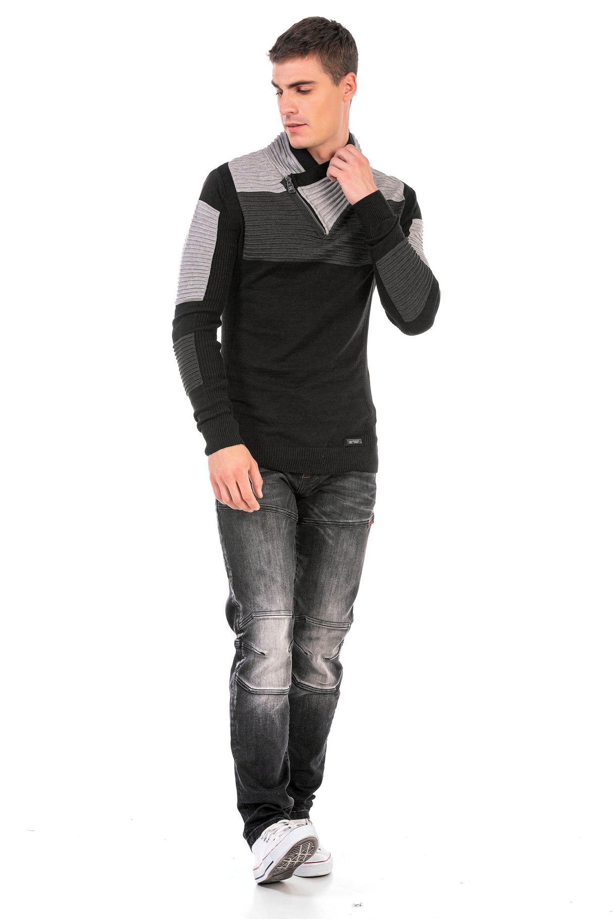 CP248 sweter męski z kołnierzem