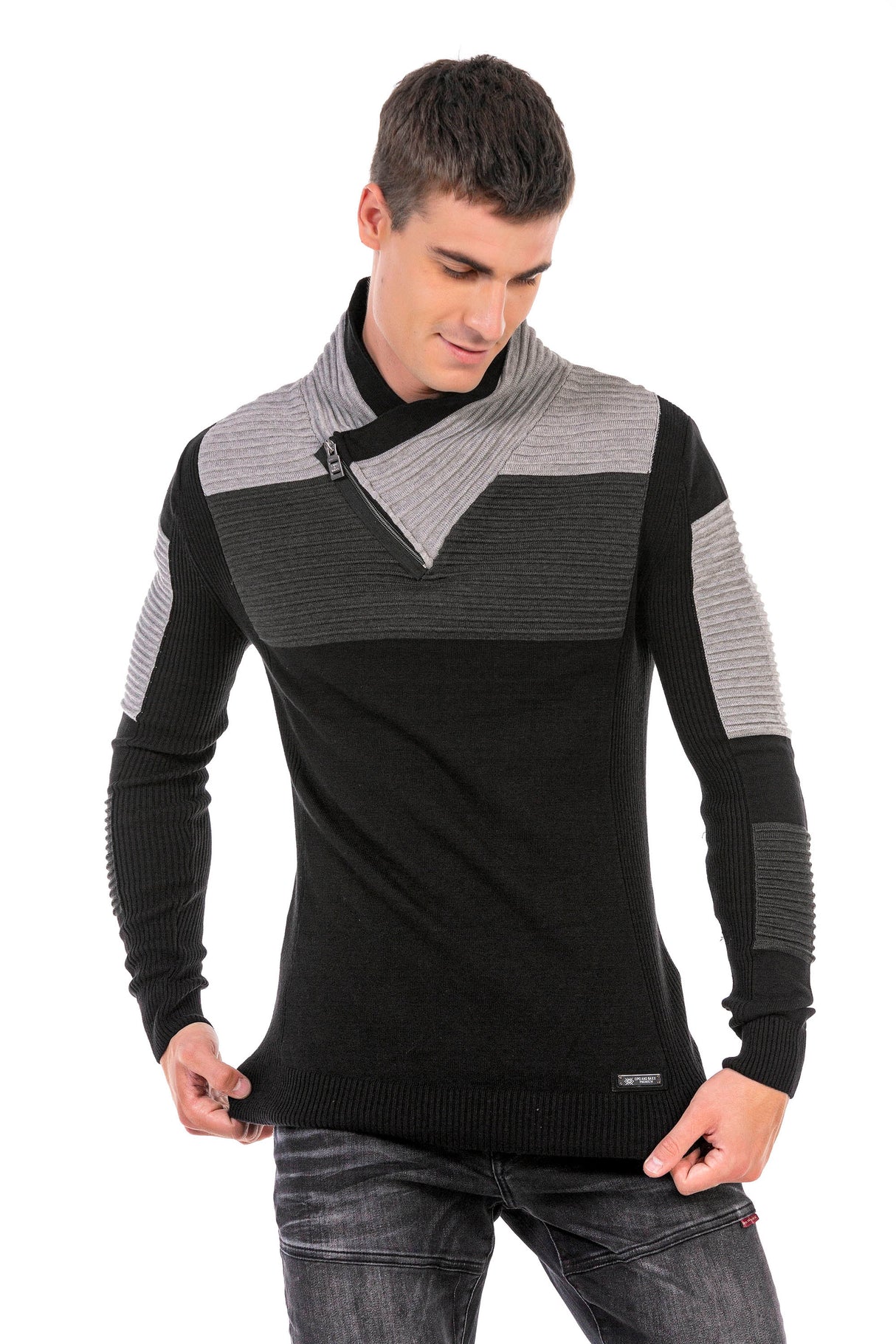 CP248 sweter męski z kołnierzem